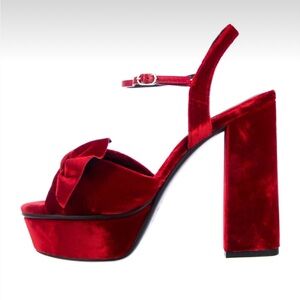 Lola Cruz Red Bow Accents Sandals - Size 39
